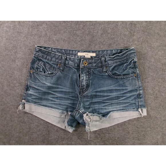 XXI Cut Off Shorts Women 27 Blue Jorts Distressed Daisy Duke Booty Frayed - Picture 1 of 11